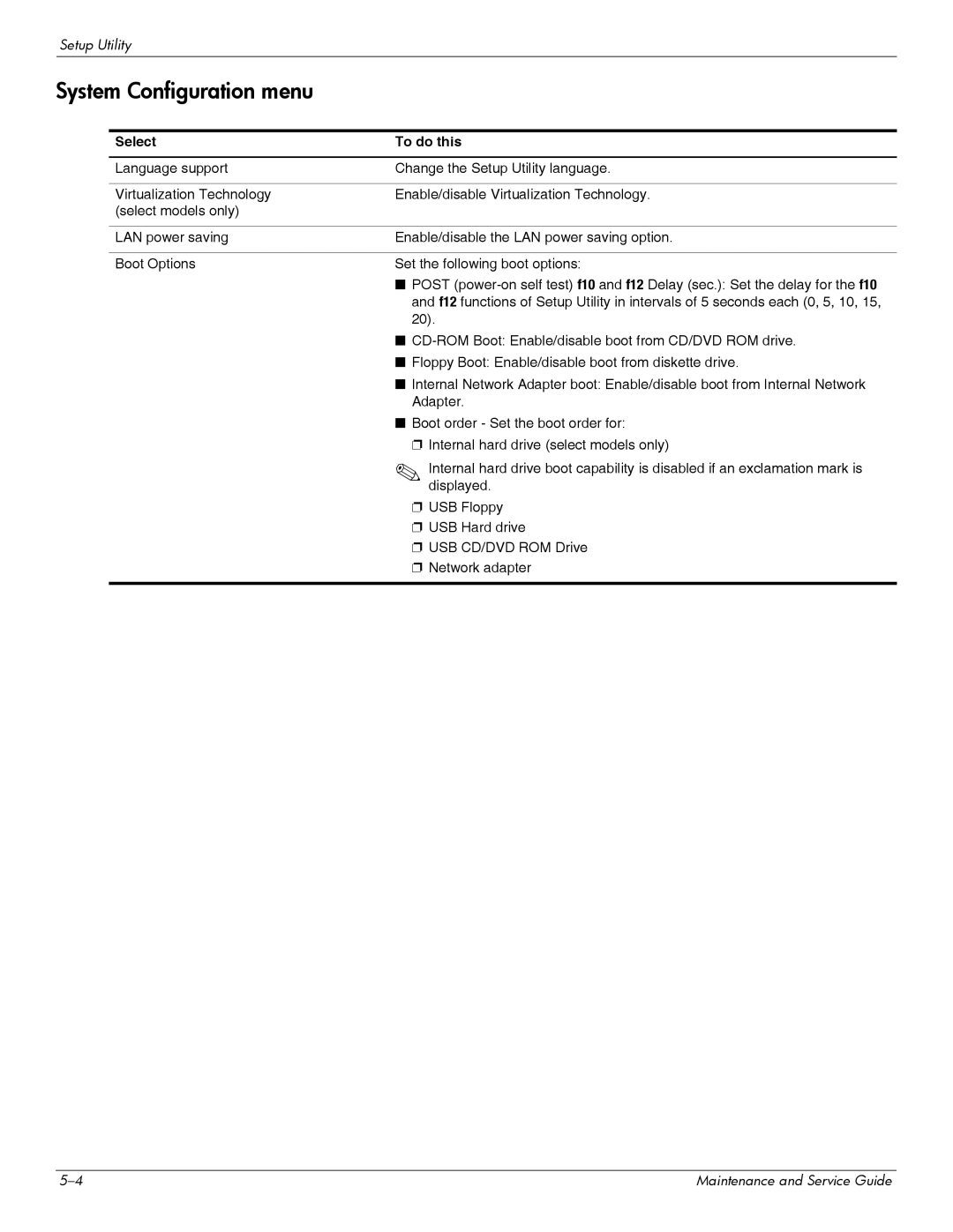 HP 311c-1070EF manual System Configuration menu 