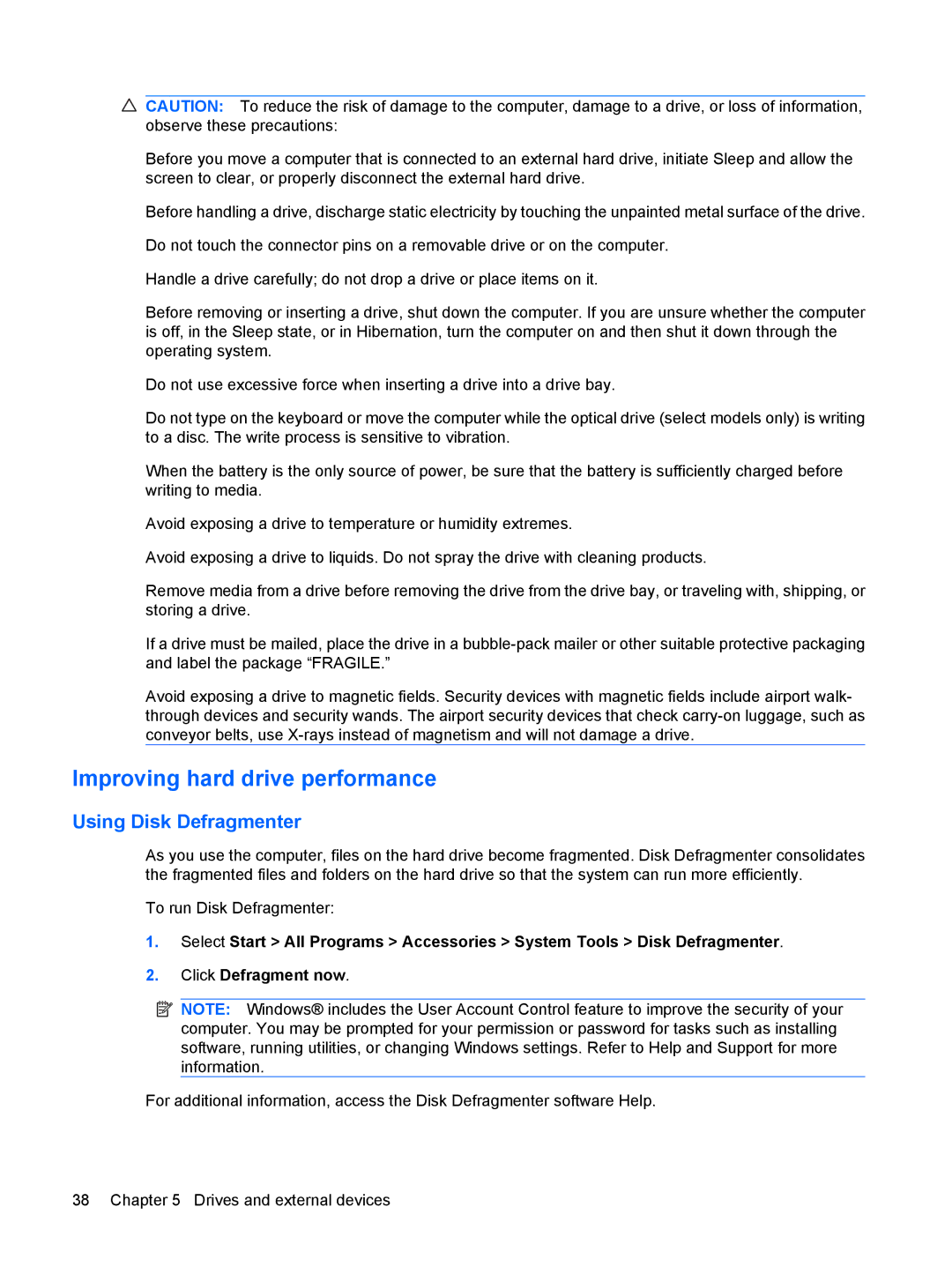 HP 311c-1140EI, 311c-1070EF manual Improving hard drive performance, Using Disk Defragmenter 