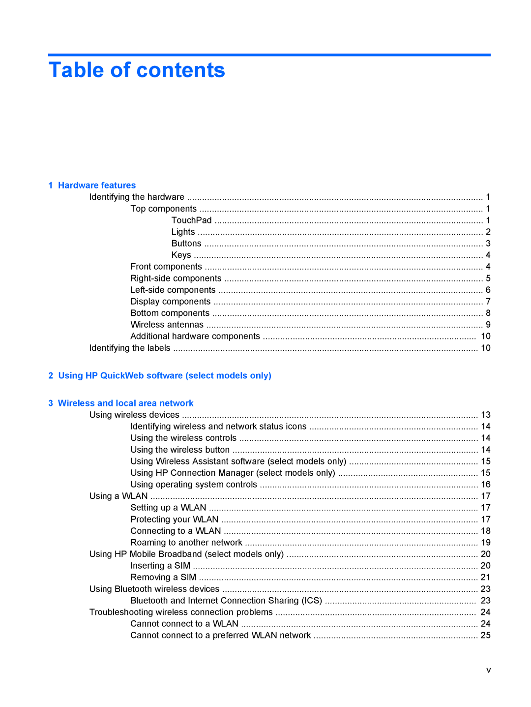 HP 311c-1070EF, 311c-1140EI manual Table of contents 