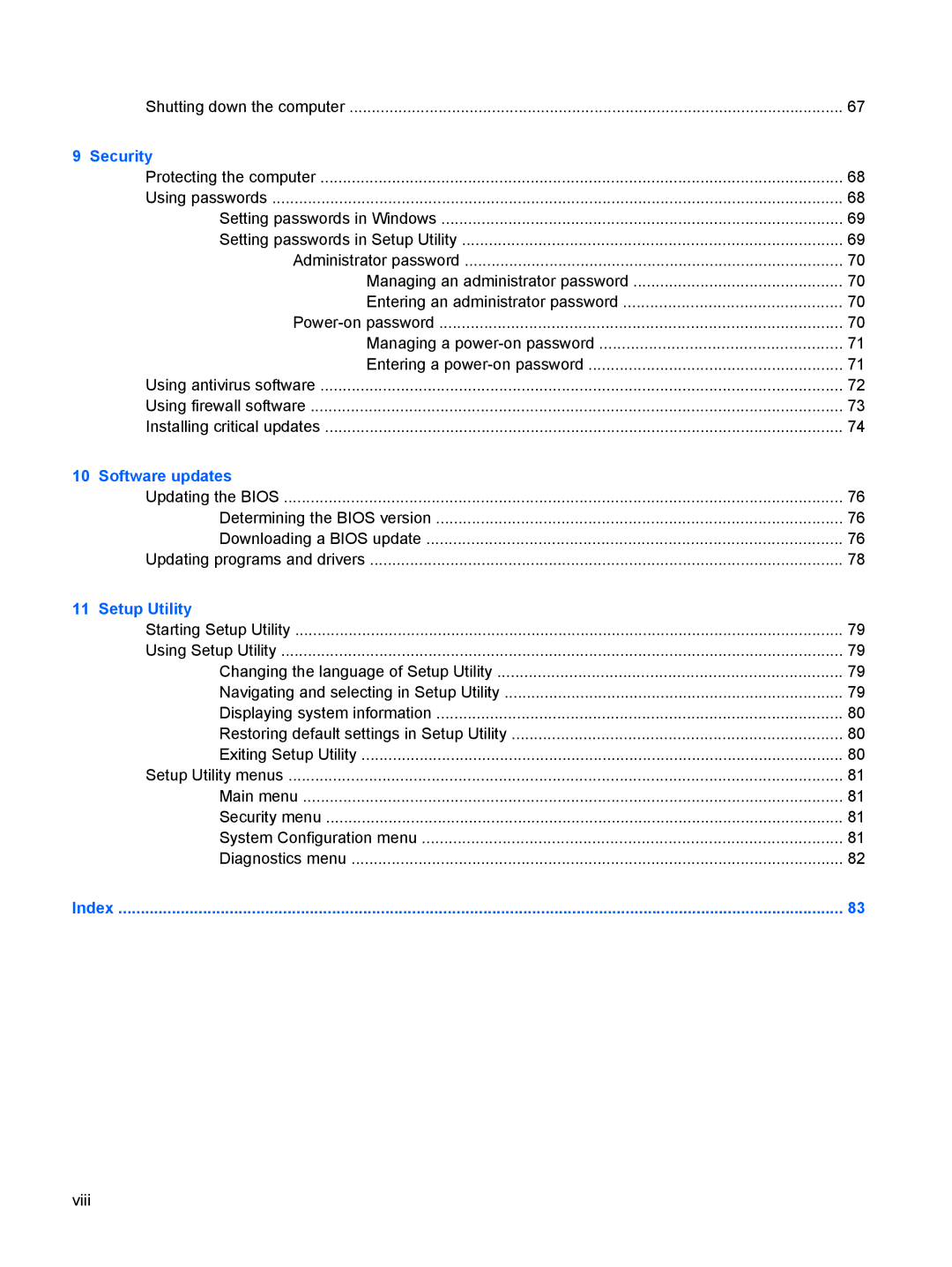 HP 311c-1140EI, 311c-1070EF manual Security 