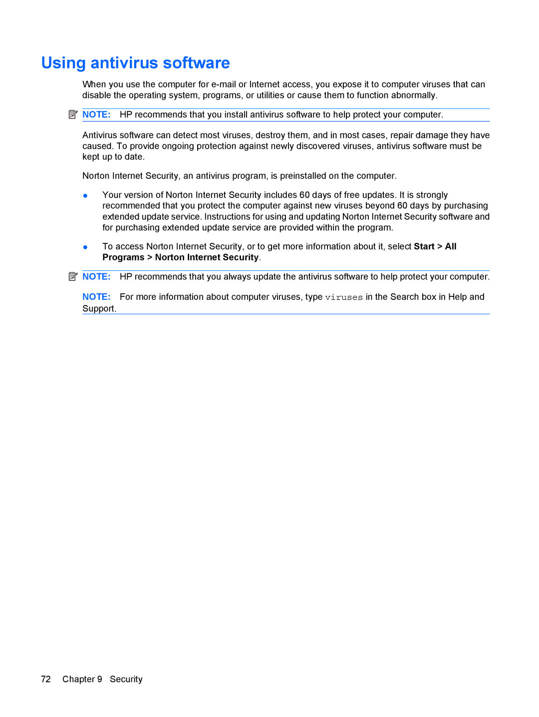 HP 311c-1140EI, 311c-1070EF manual Using antivirus software 