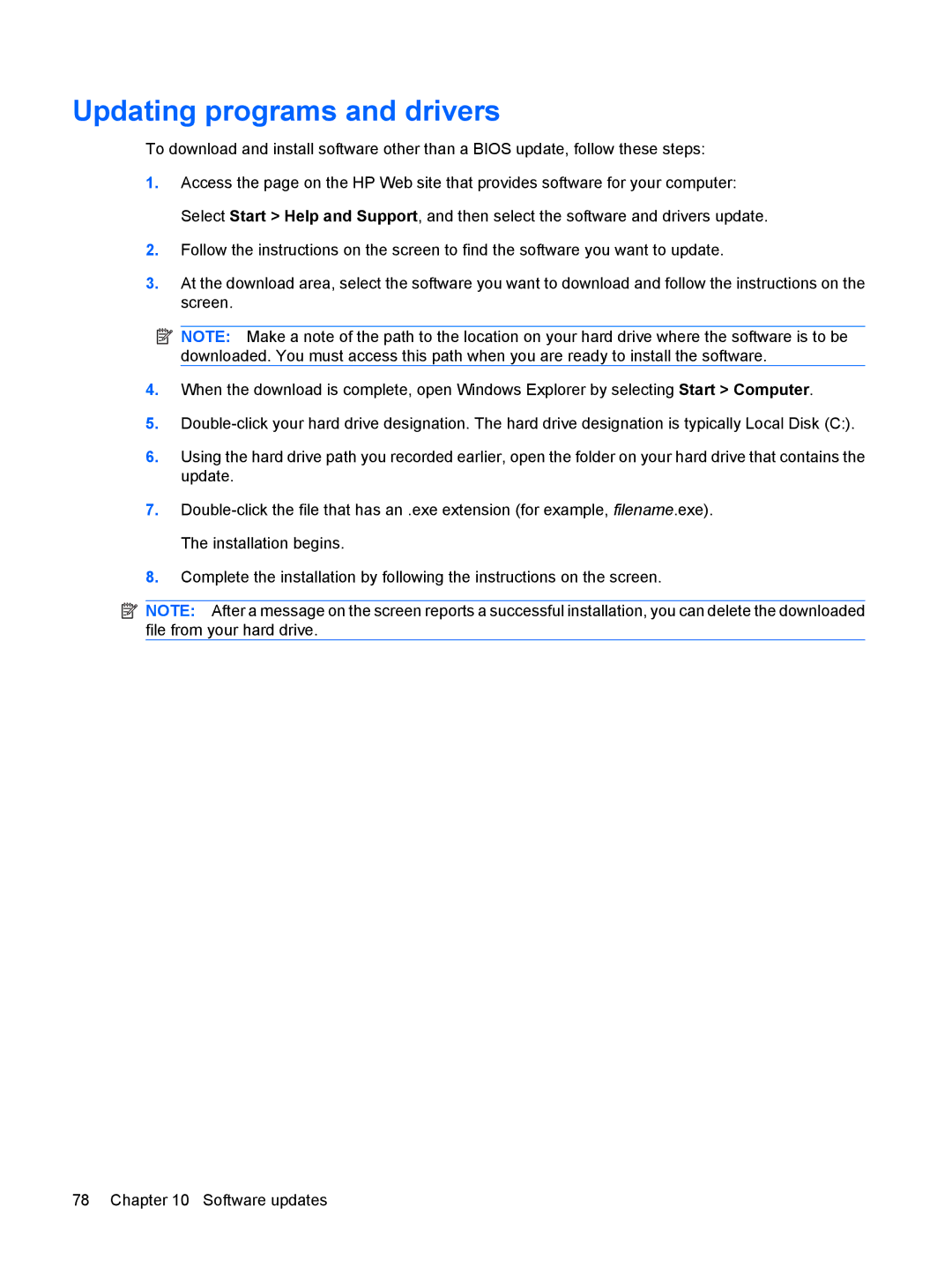 HP 311c-1140EI, 311c-1070EF manual Updating programs and drivers 