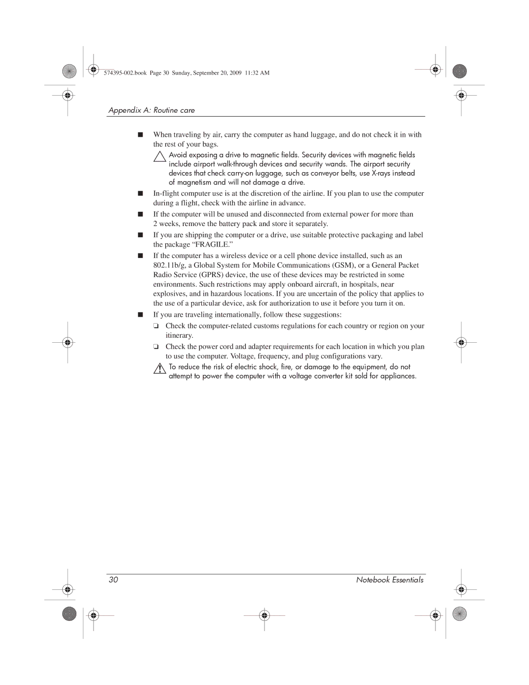 HP 311c-1140EI, 311c-1070EF manual Appendix a Routine care 