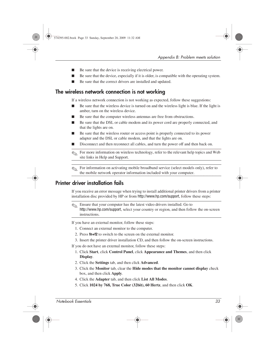 HP 311c-1070EF, 311c-1140EI manual Wireless network connection is not working, Printer driver installation fails 