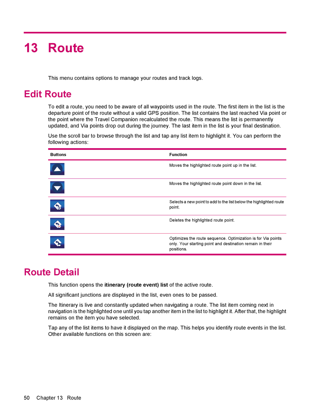 HP 314 manual Edit Route, Route Detail 