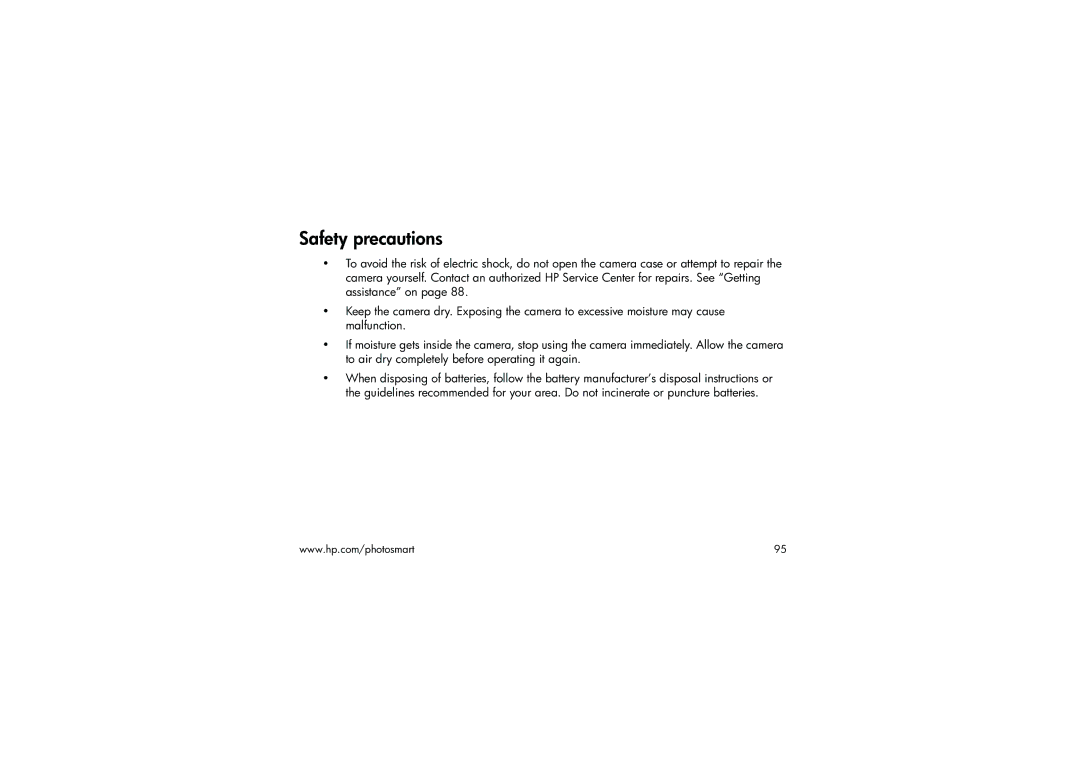 HP 315 manual Safety precautions 