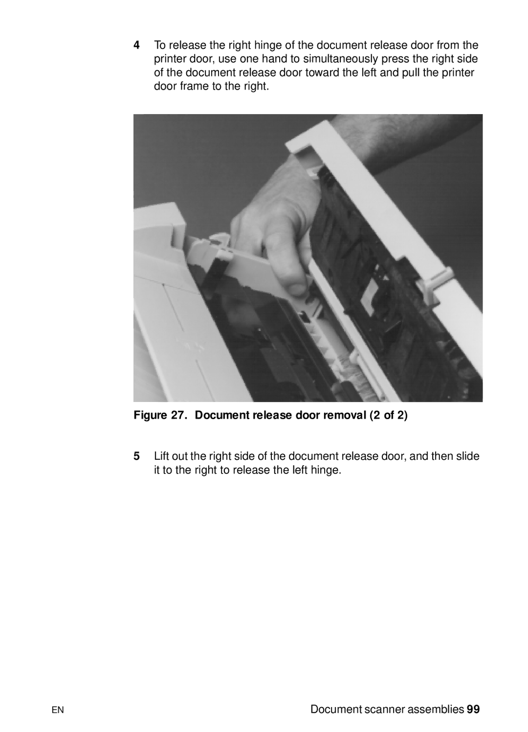 HP 3150 manual Document release door removal 2 