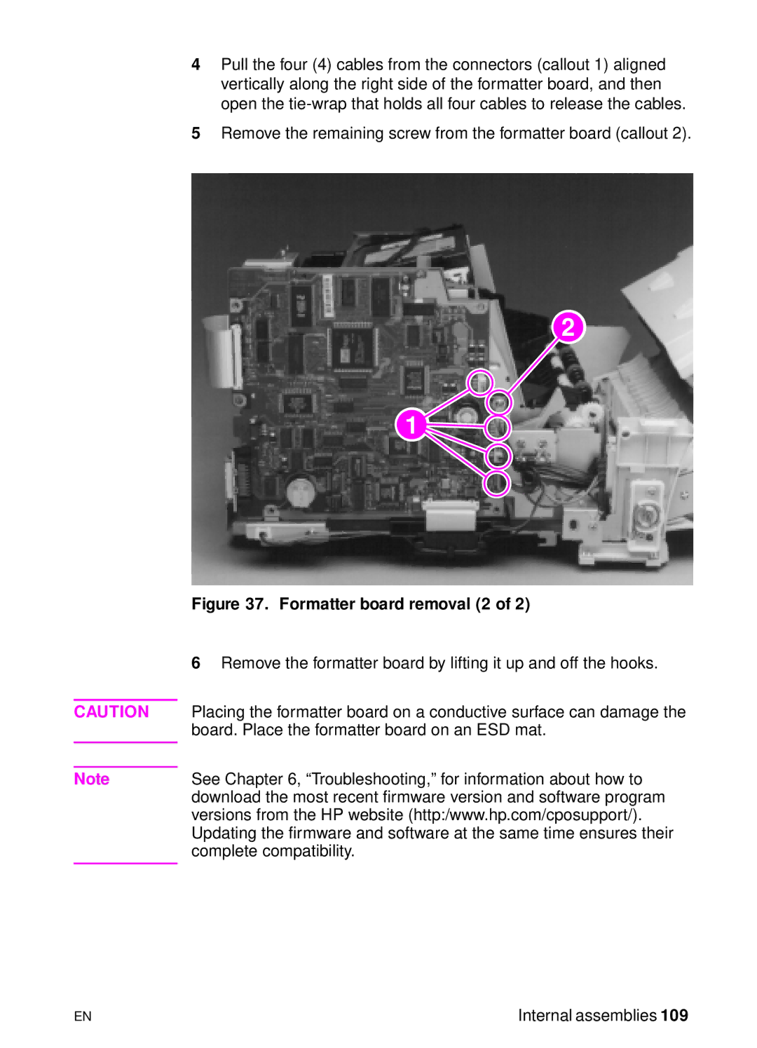 HP 3150 manual Formatter board removal 2 