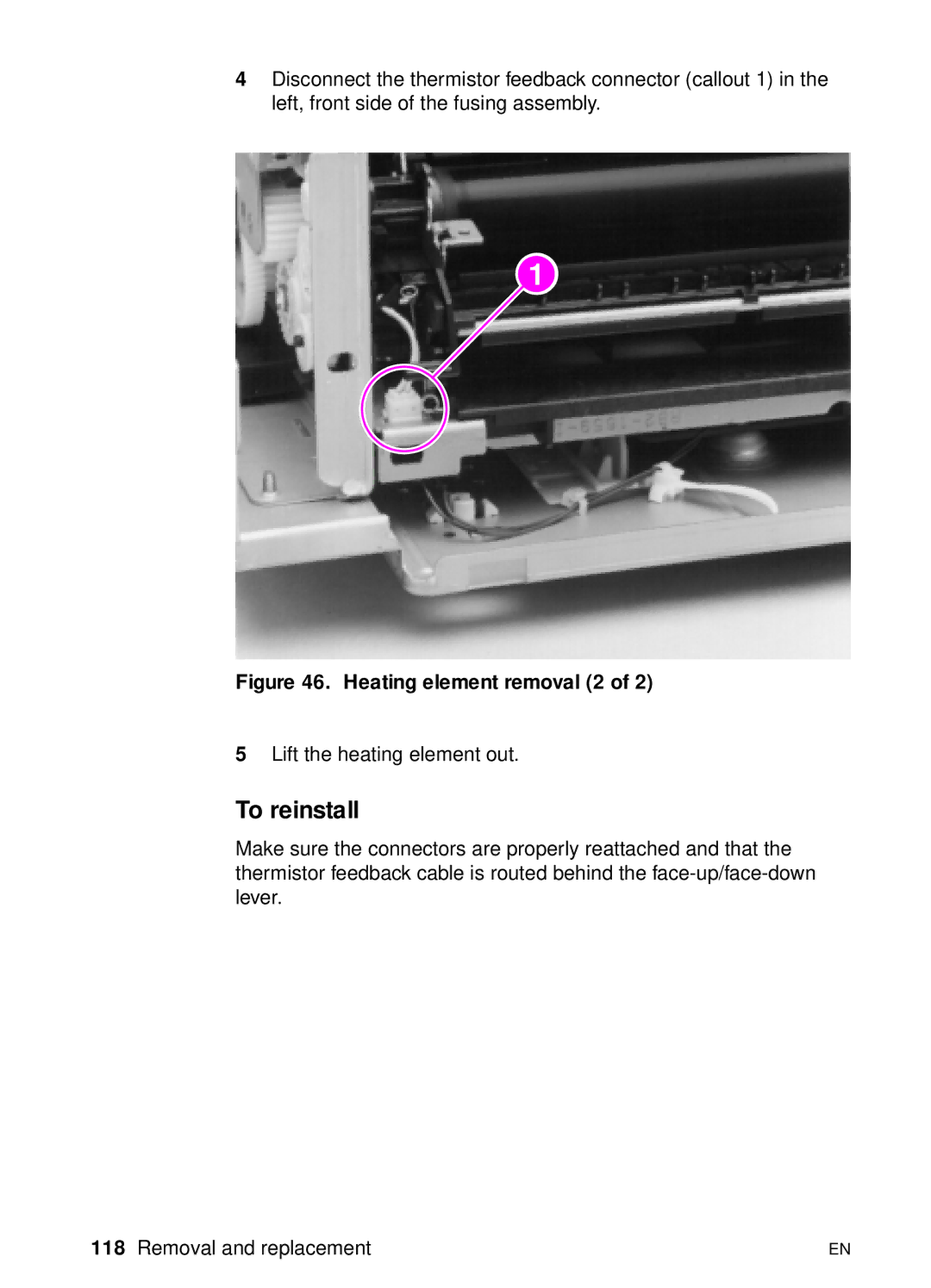 HP 3150 manual Heating element removal 2 