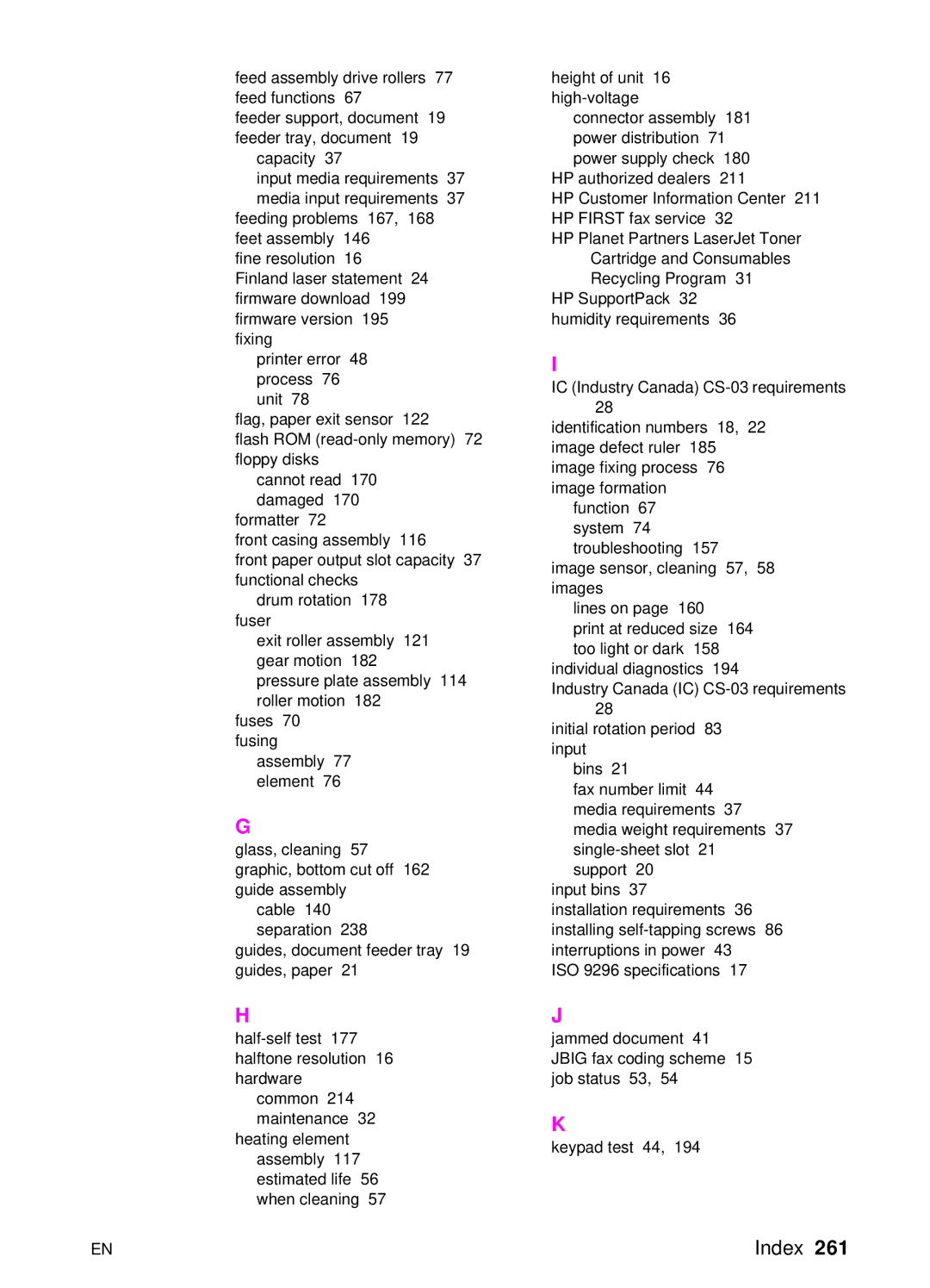 HP 3150 manual Index 