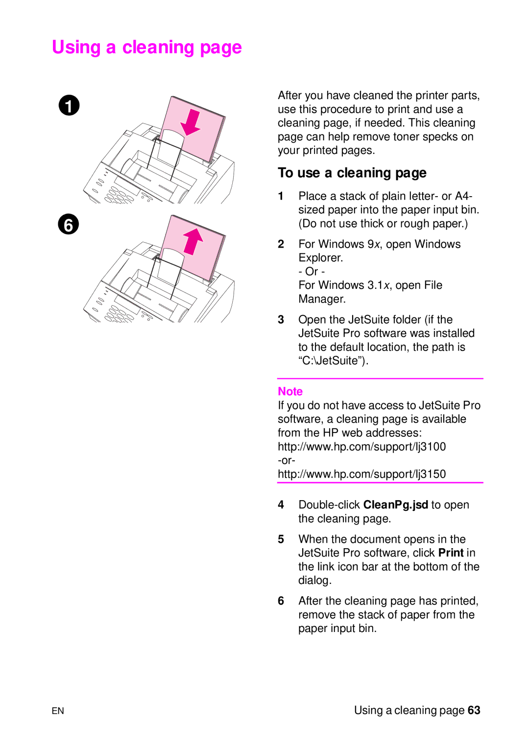 HP 3150 manual Using a cleaning, To use a cleaning 