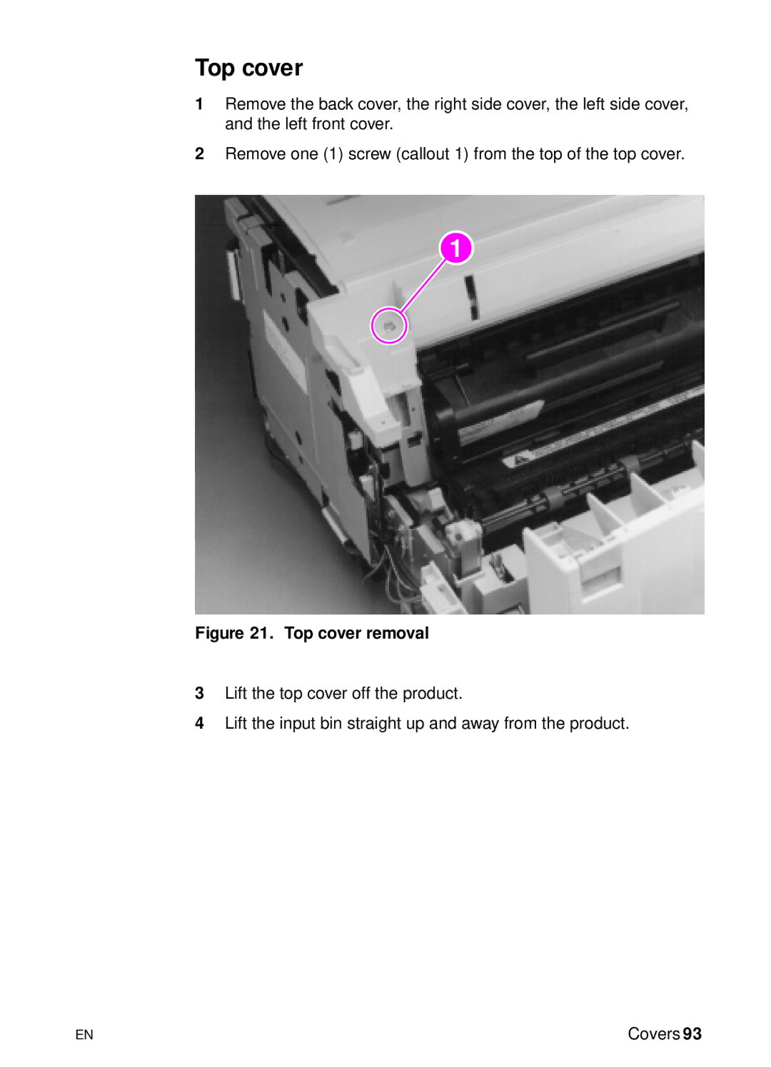 HP 3150 manual Top cover removal 