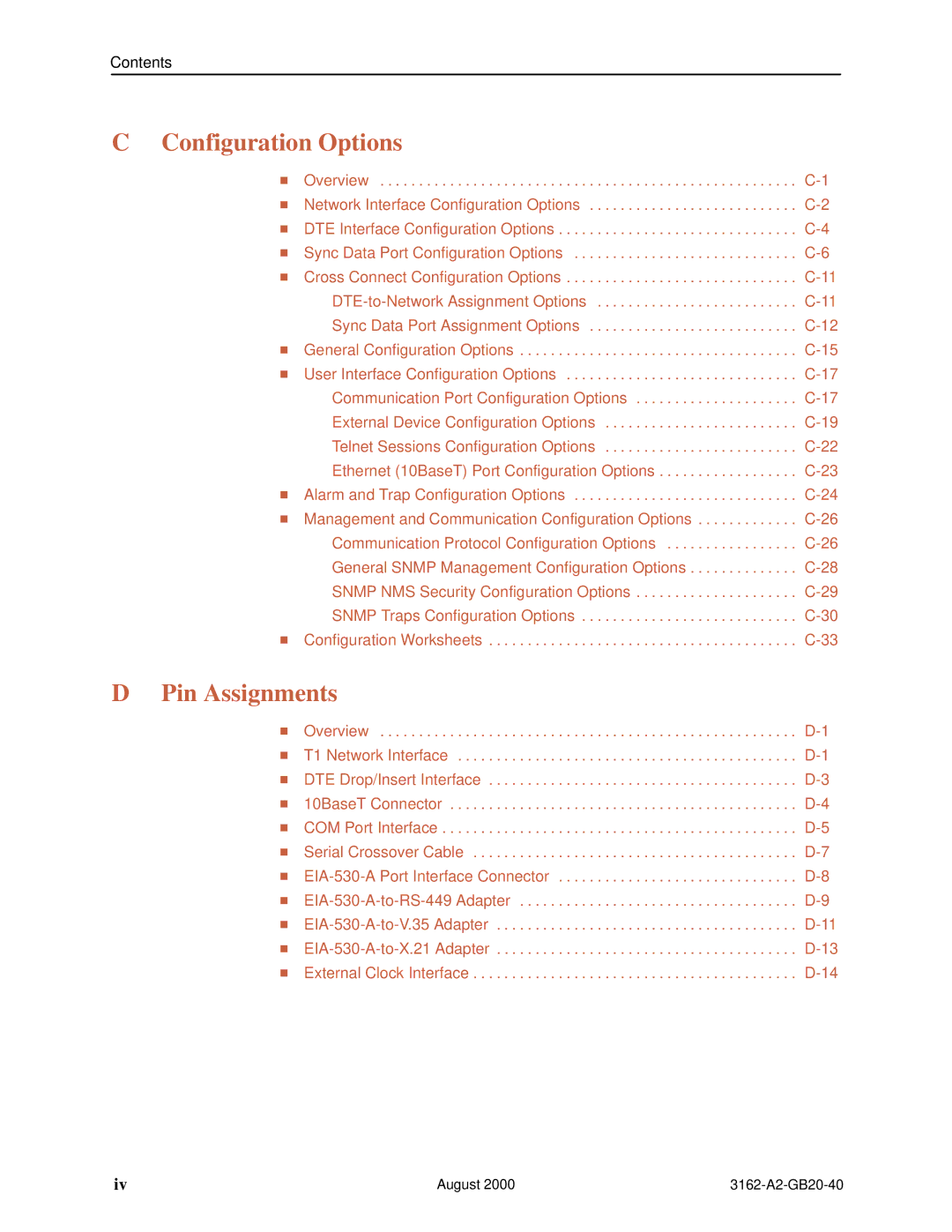 HP 3162 manual Configuration Options 