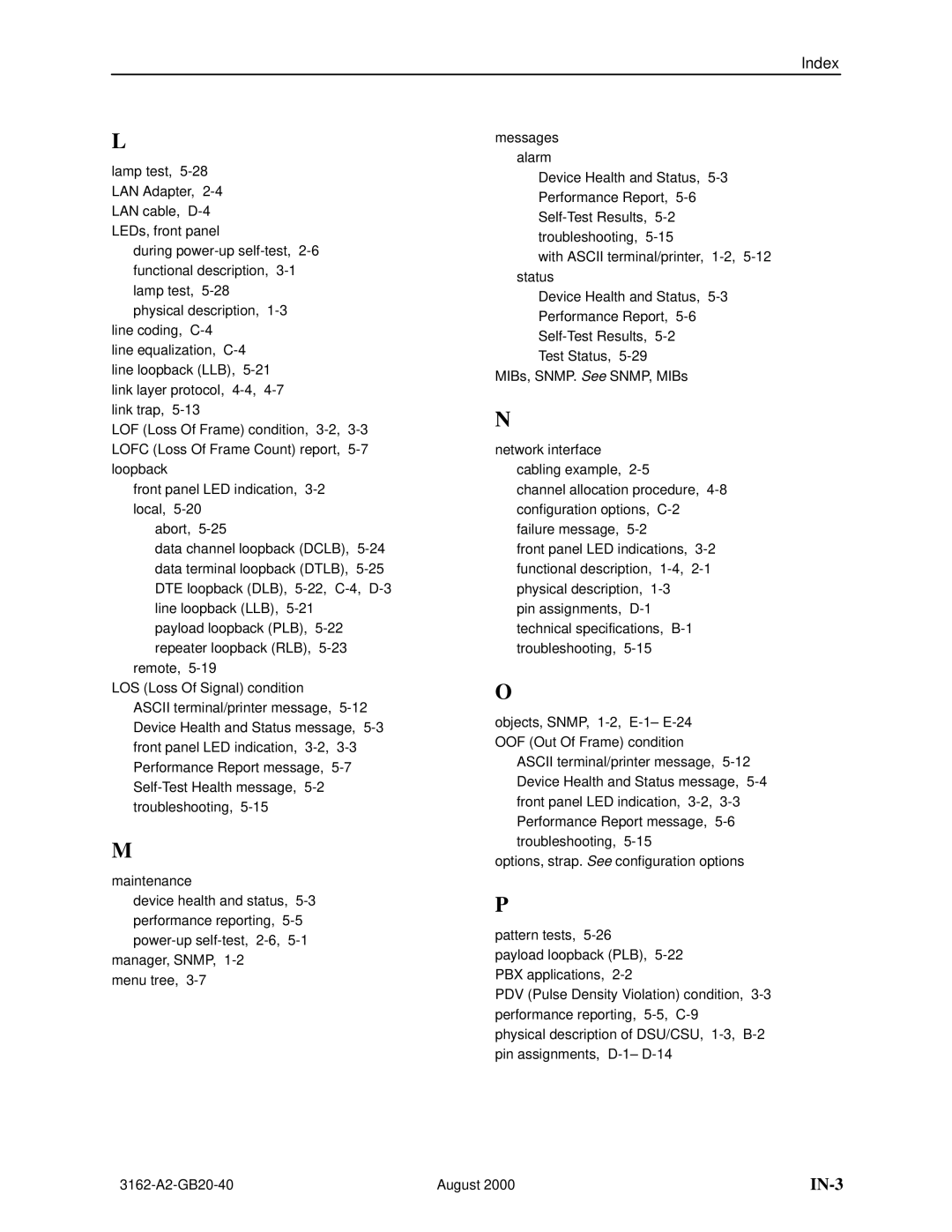 HP 3162 manual IN-3 