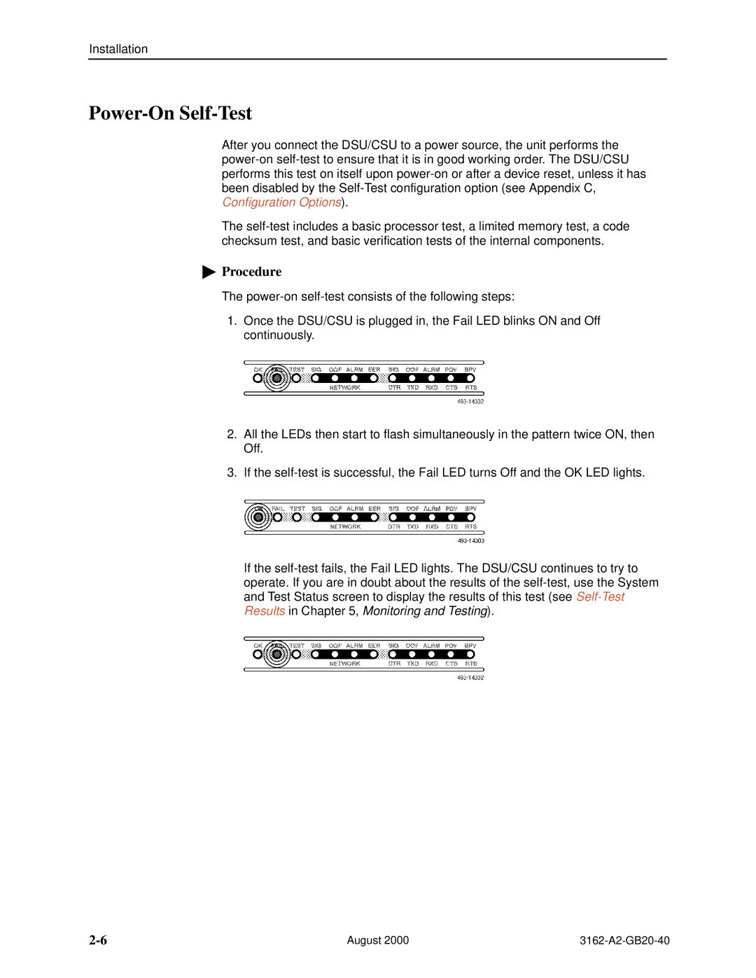 HP 3162 manual Power-On Self-Test, Procedure 