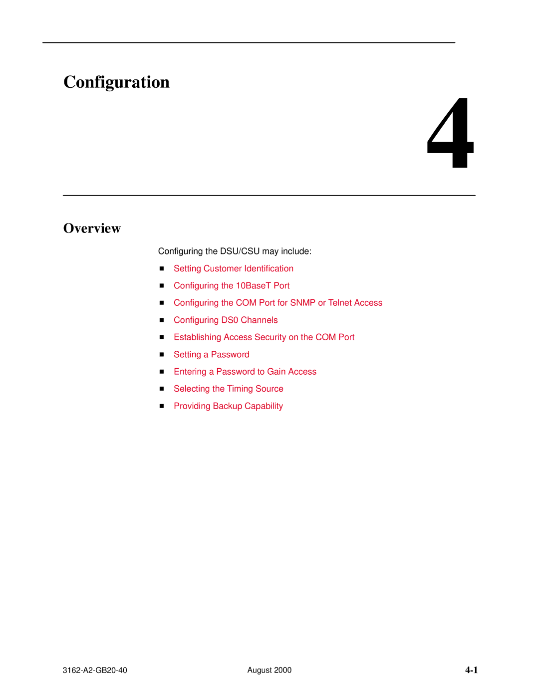 HP 3162 manual Configuration, Overview 