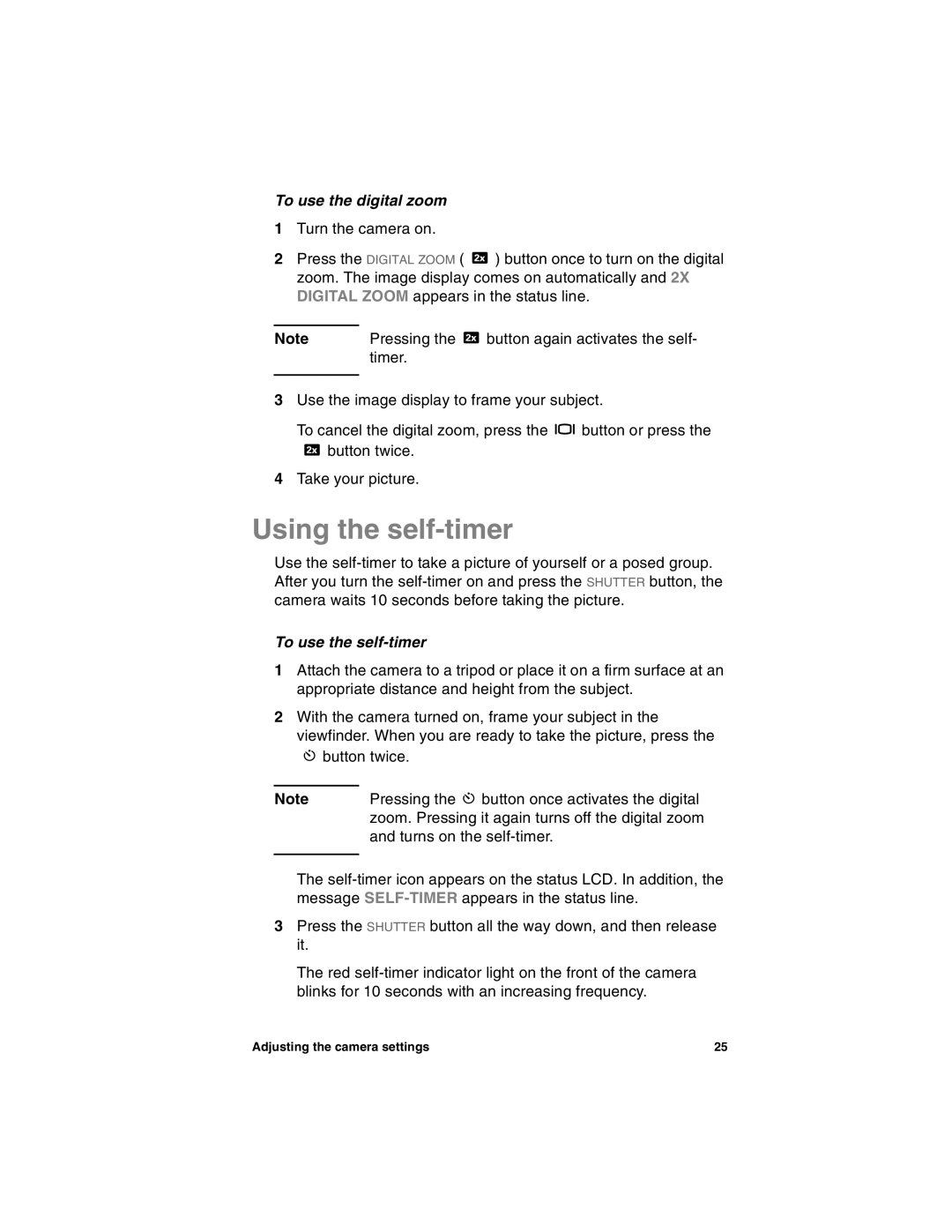 HP 318 manual Using the self-timer, To use the digital zoom, To use the self-timer 