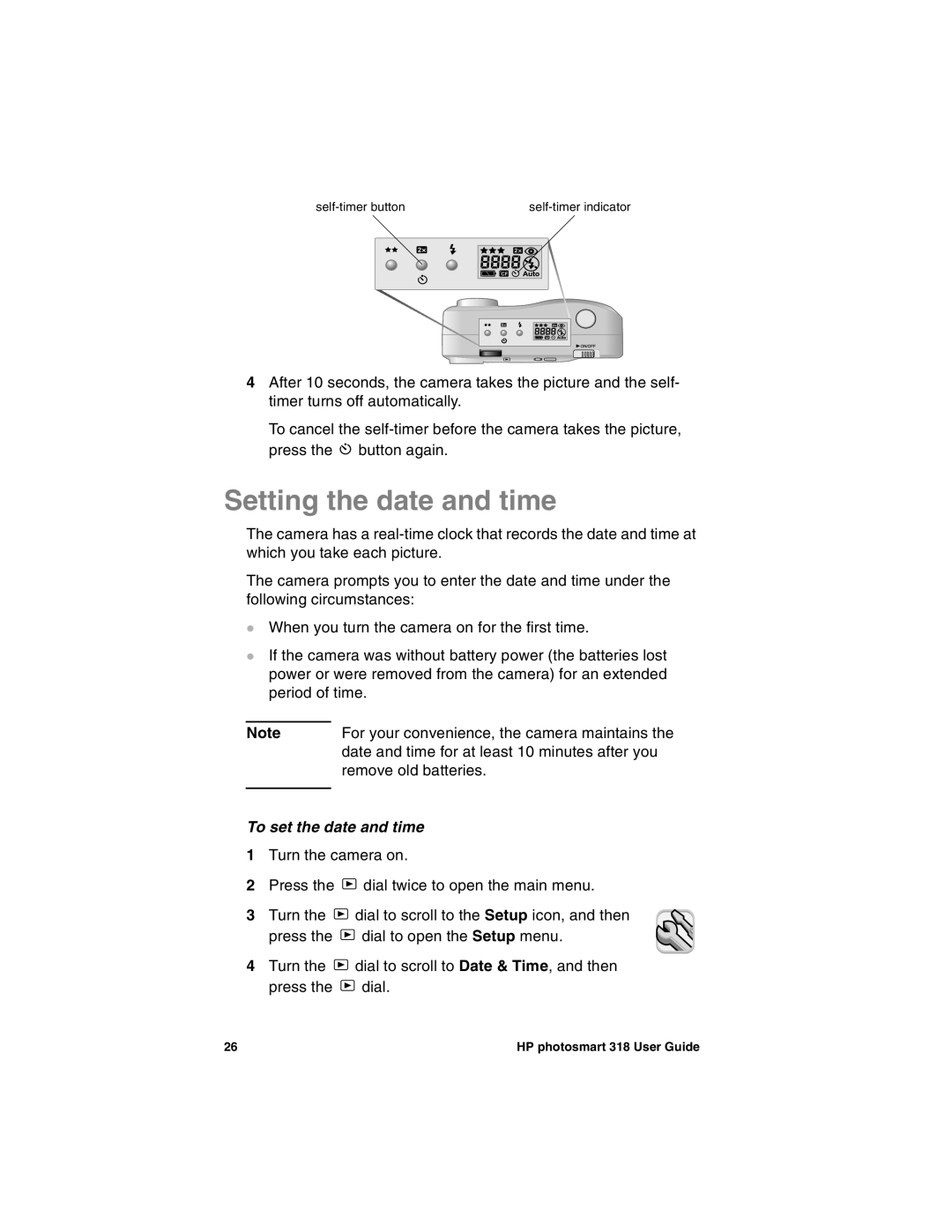 HP 318 manual Setting the date and time, To set the date and time 