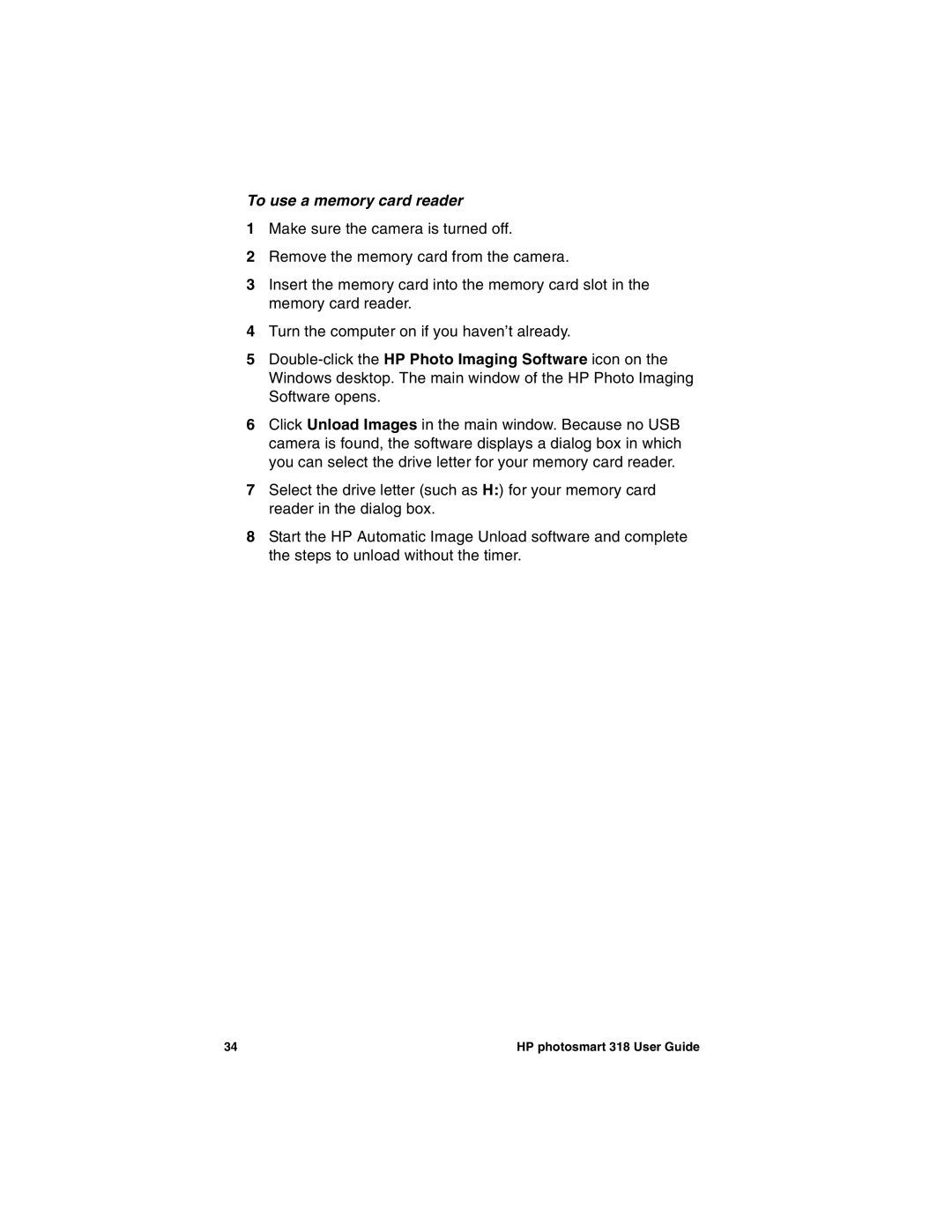 HP 318 manual To use a memory card reader 