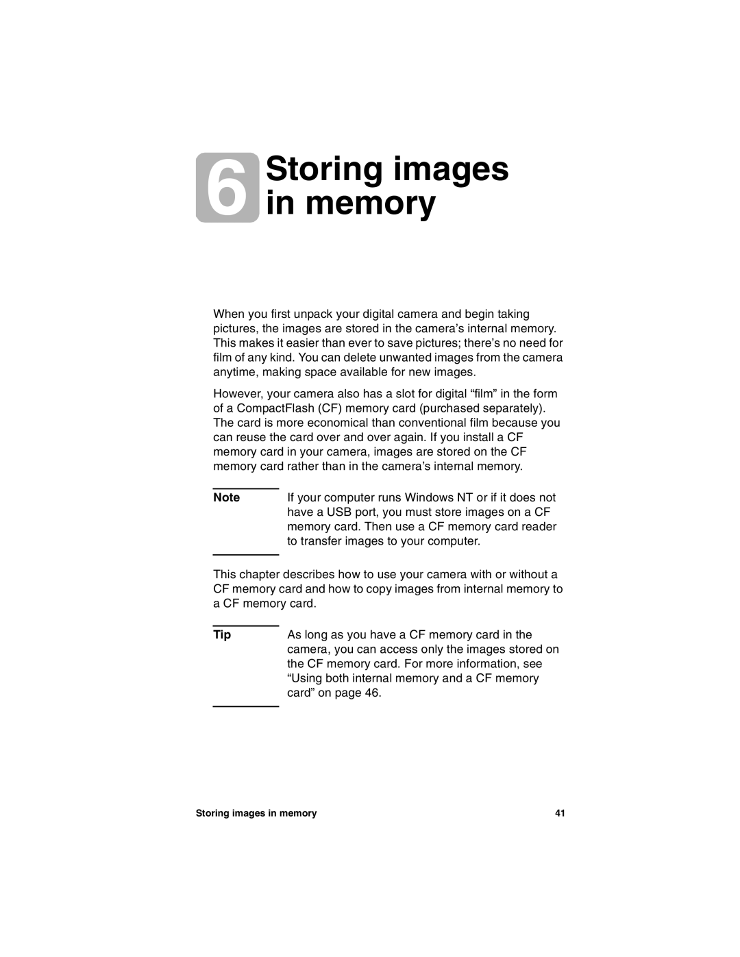 HP 318 manual Storing images in memory 