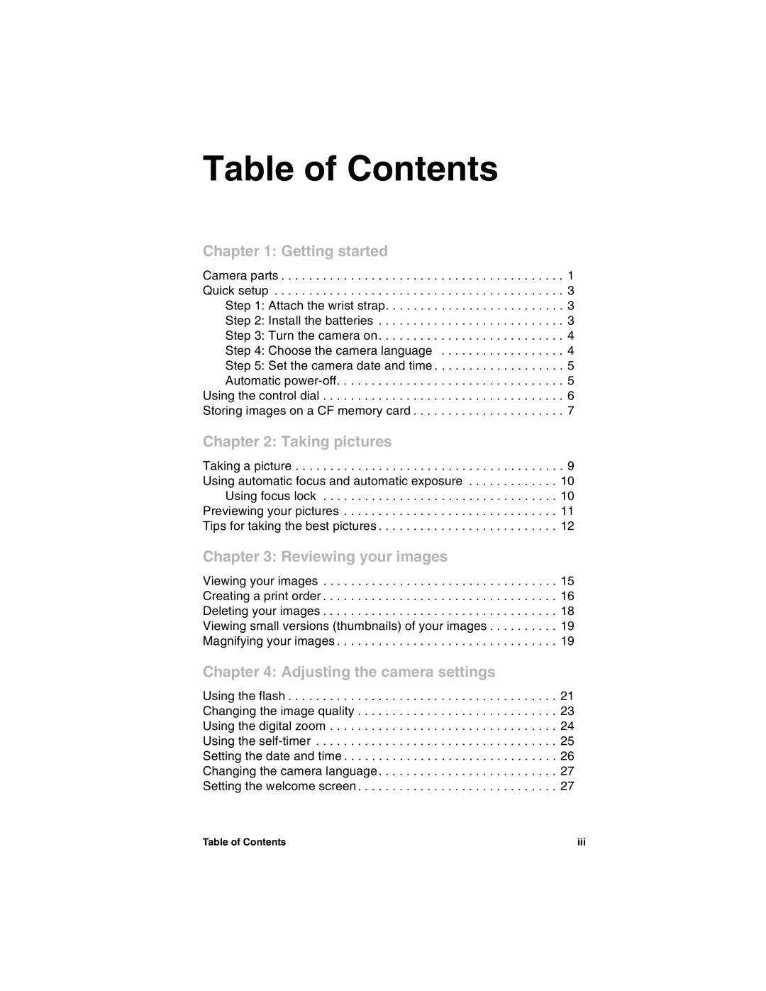 HP 318 manual Table of Contents 