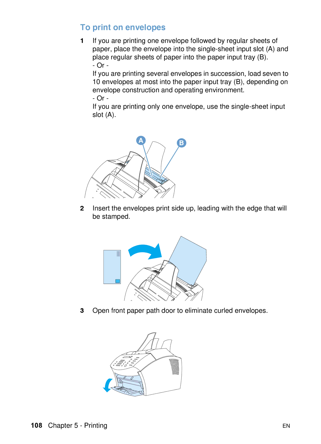 HP 3200 manual To print on envelopes 