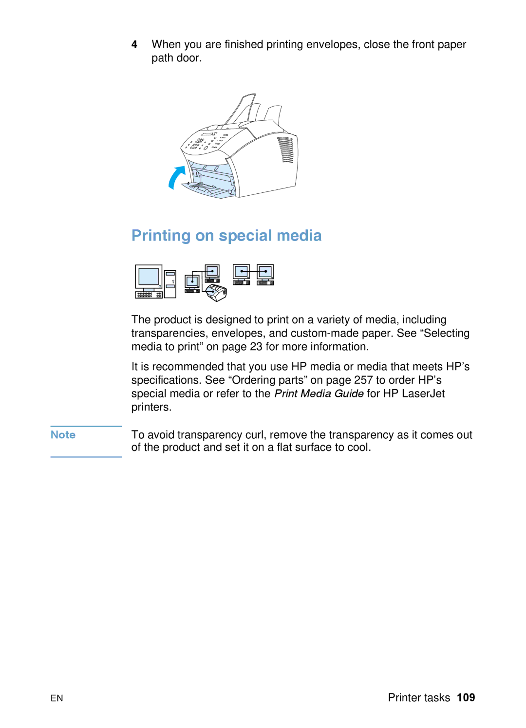 HP 3200 manual Printing on special media 