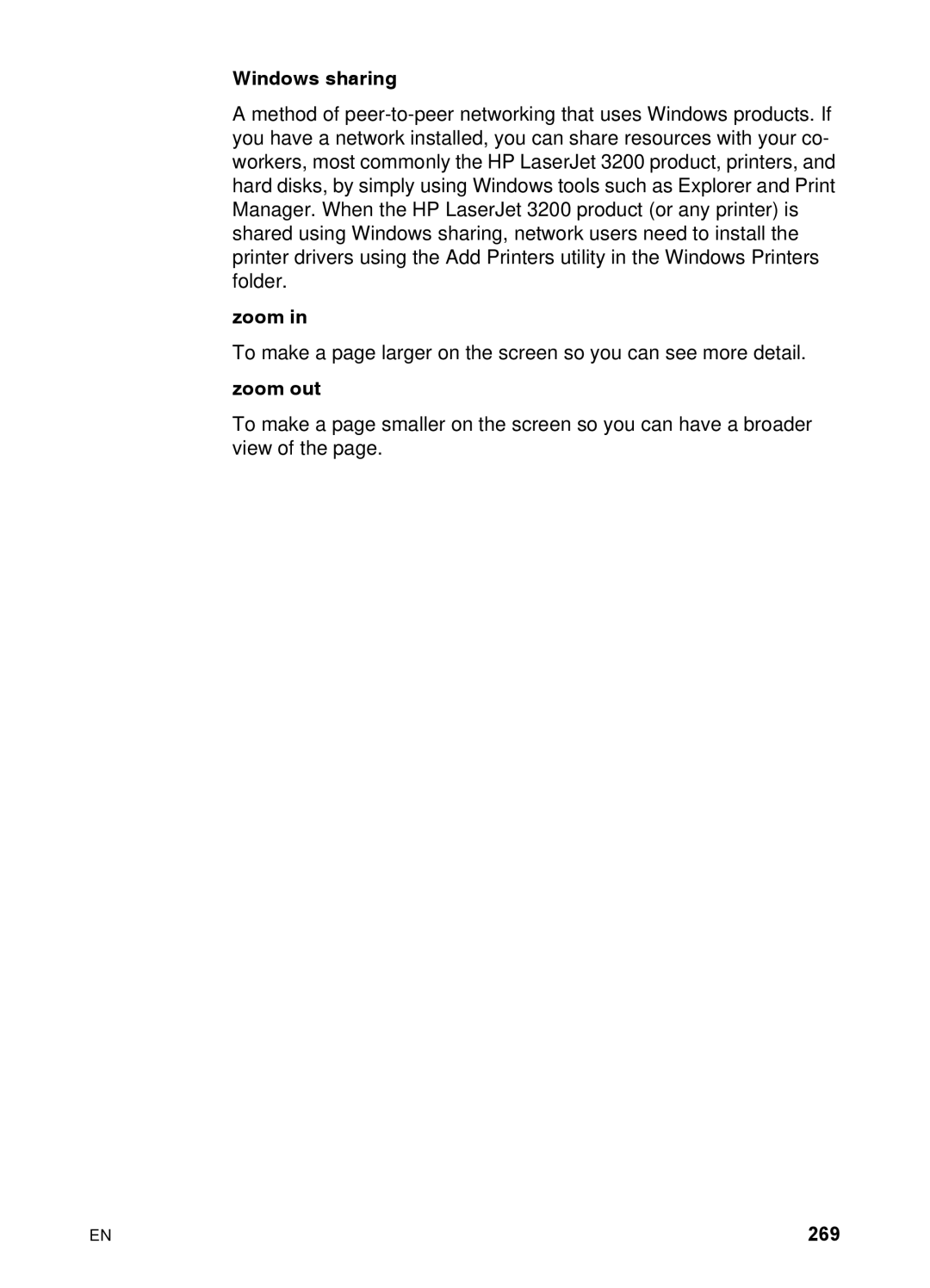 HP 3200 manual Windows sharing, Zoom out 