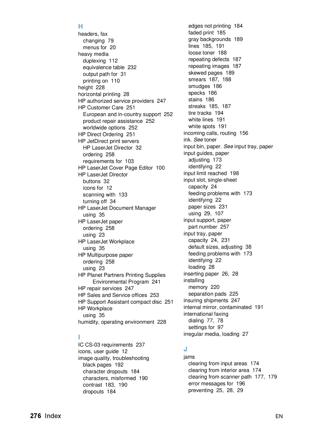 HP 3200 manual Index 