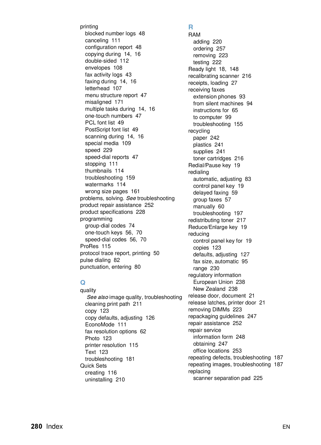 HP 3200 manual Index 