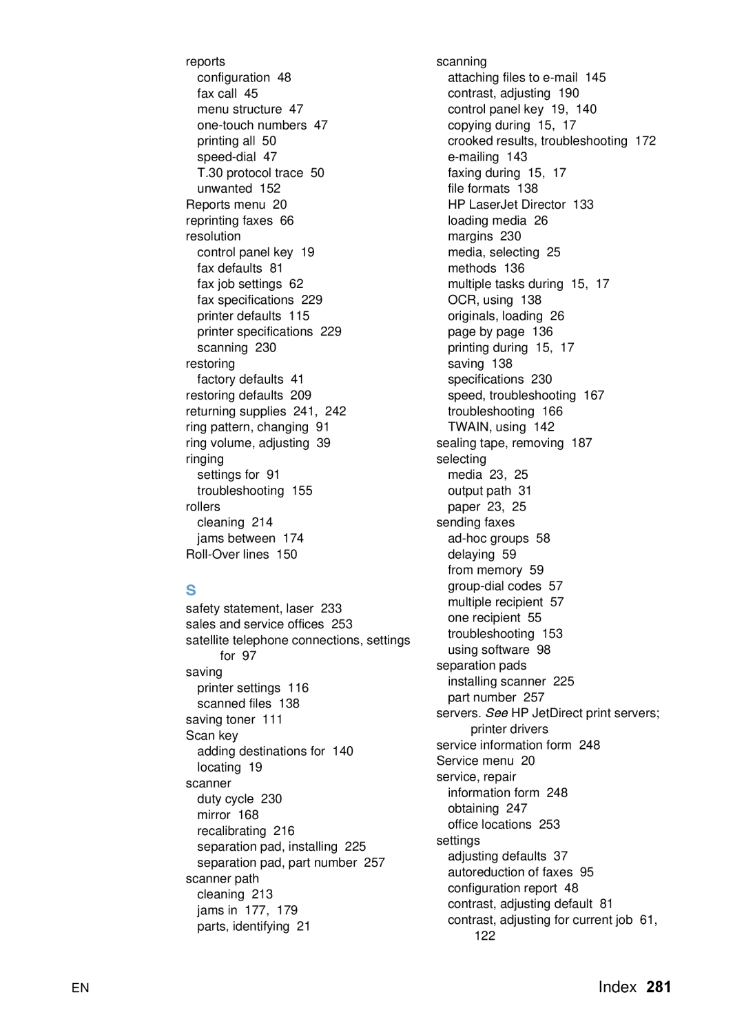 HP 3200 manual Index 