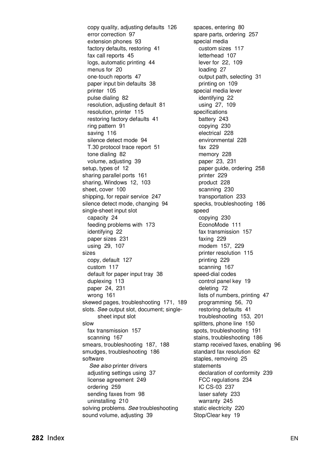 HP 3200 manual Index 