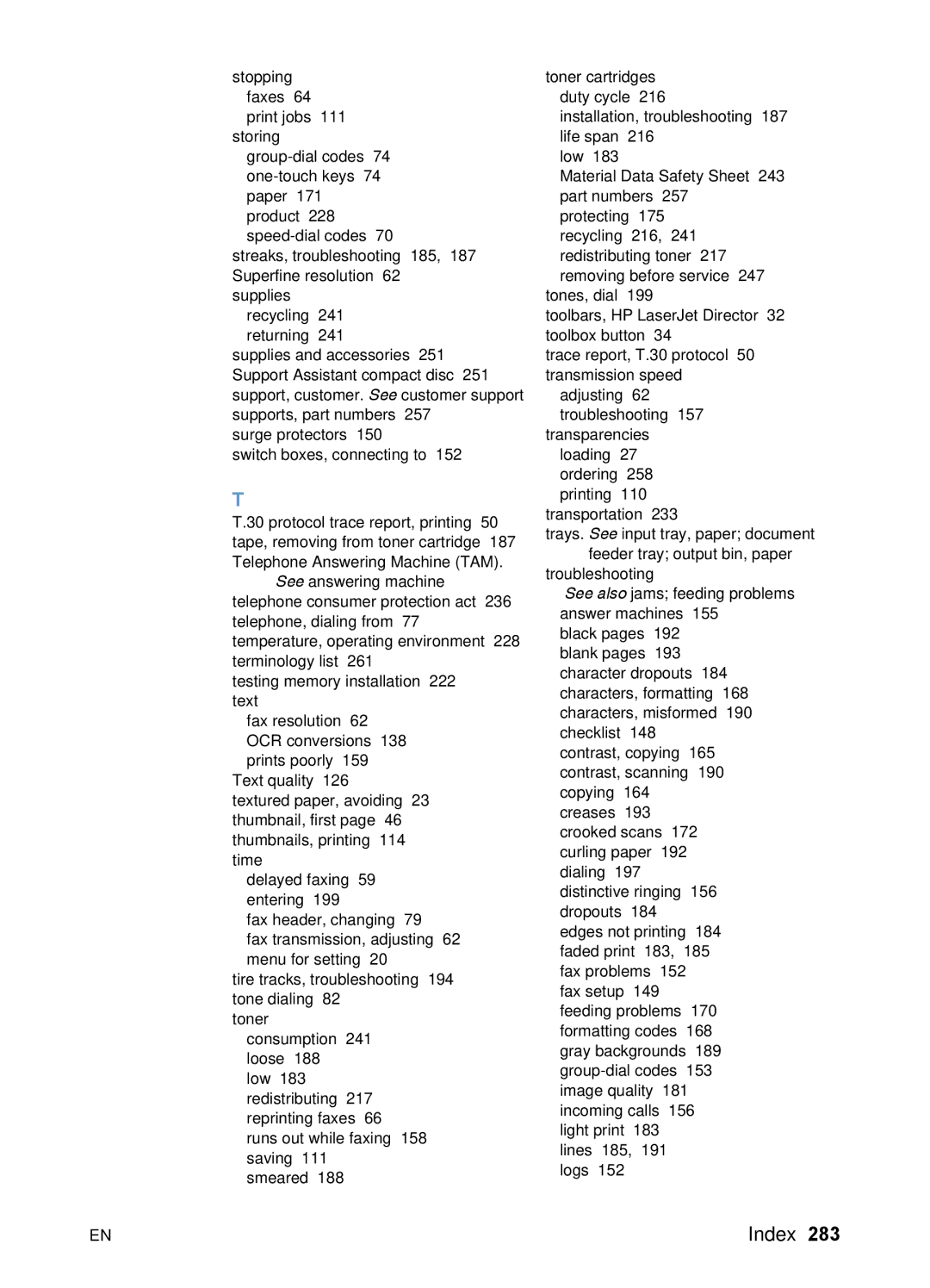 HP 3200 manual Index 