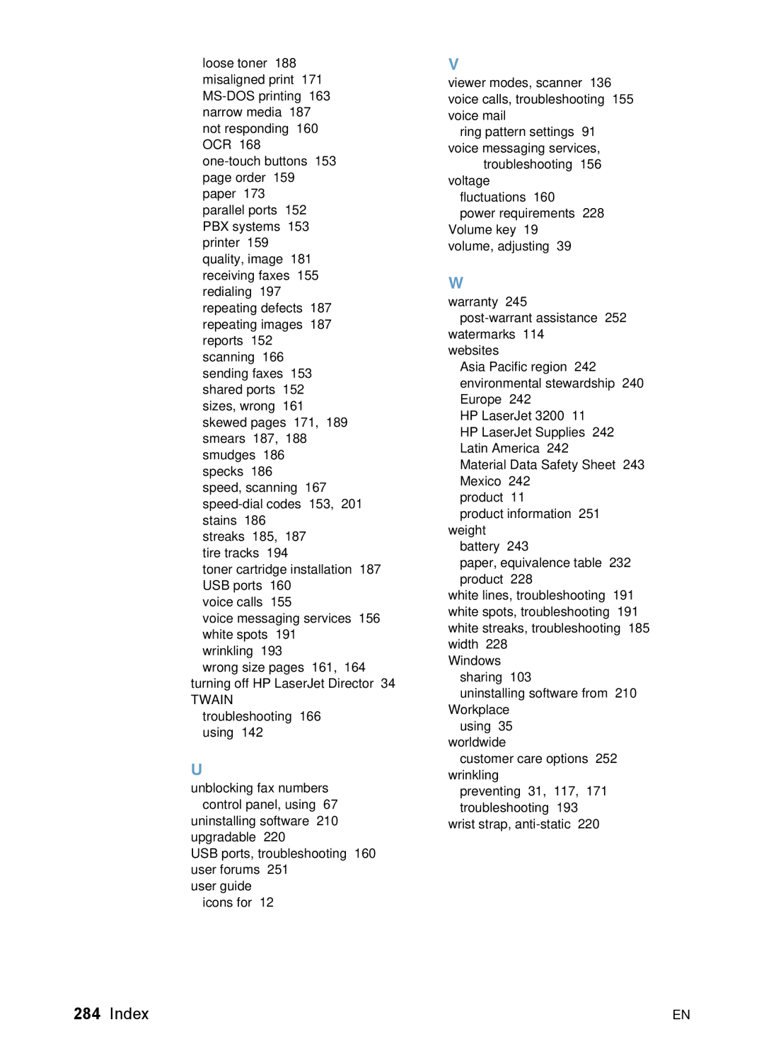 HP 3200 manual Index 