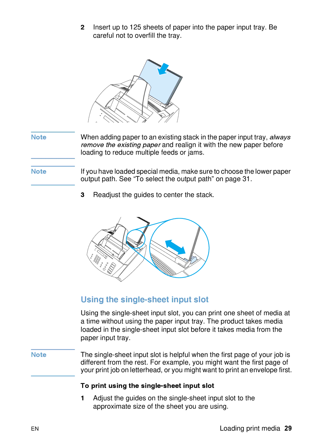 HP 3200 manual Using the single-sheet input slot, To print using the single-sheet input slot 