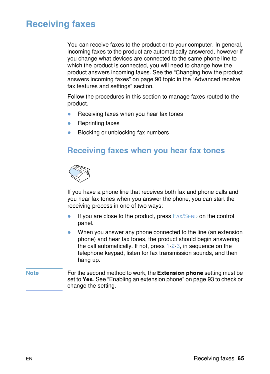 HP 3200 manual Receiving faxes when you hear fax tones 