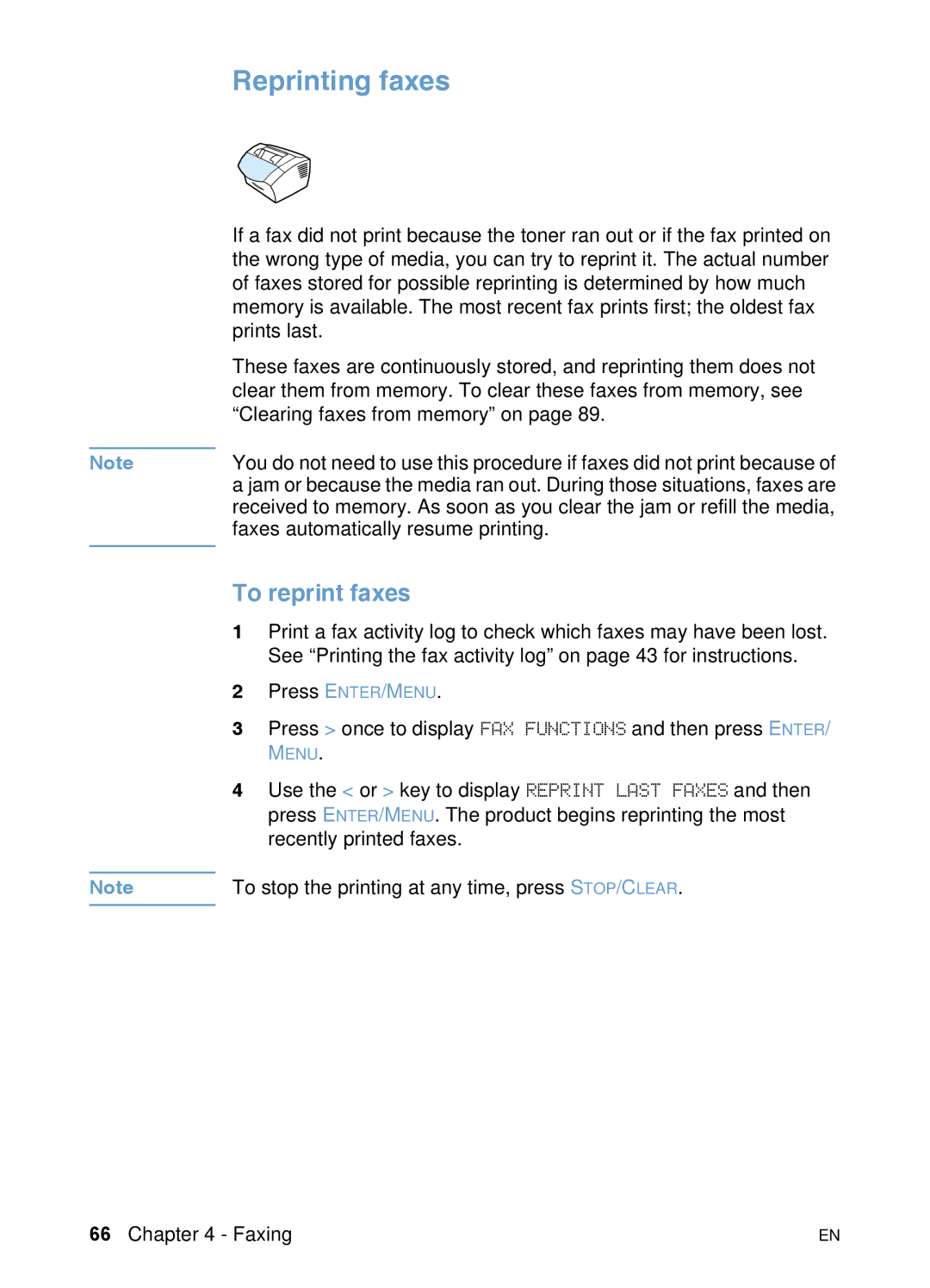 HP 3200 manual Reprinting faxes, To reprint faxes 