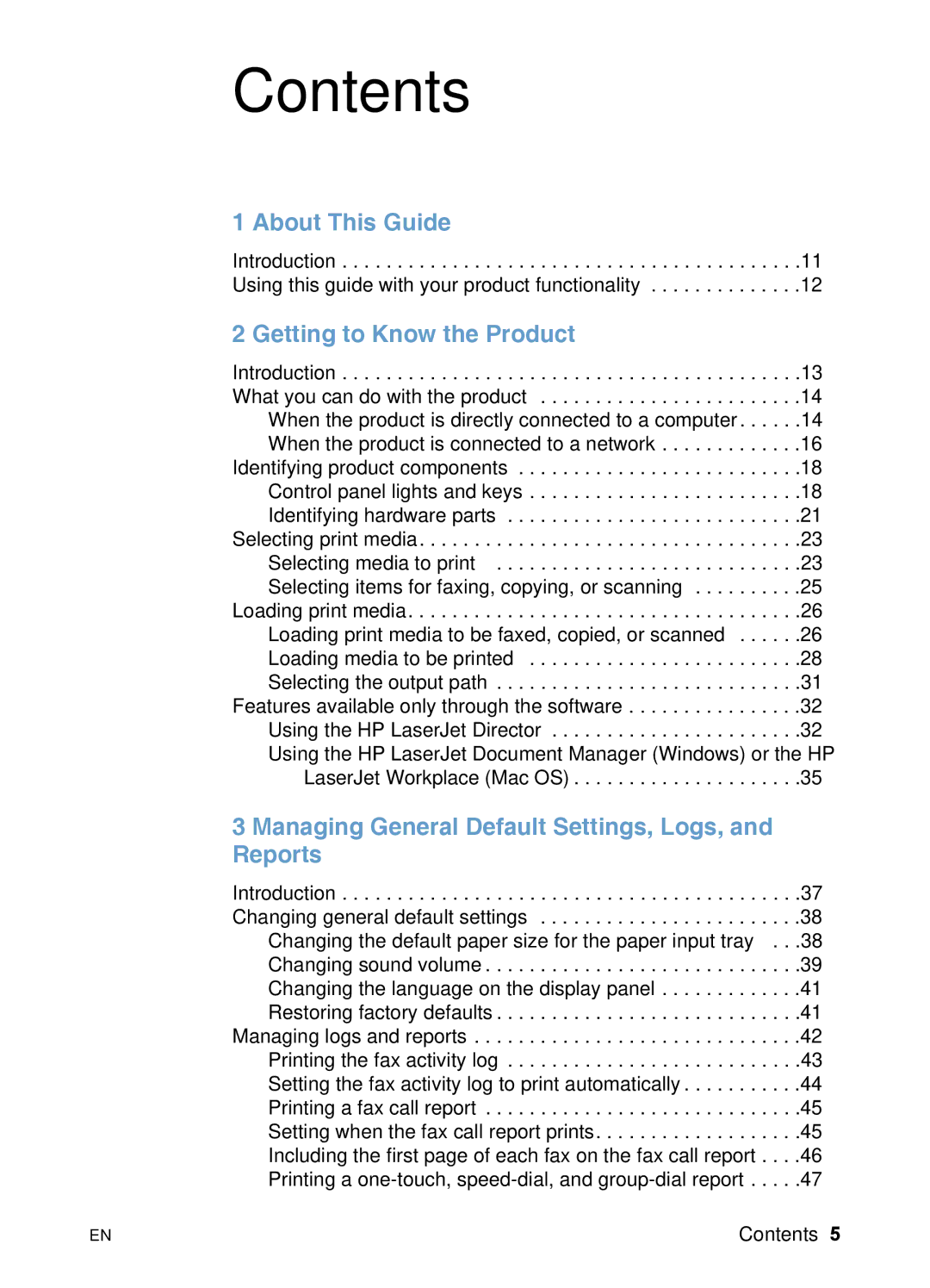 HP 3200 manual Contents 