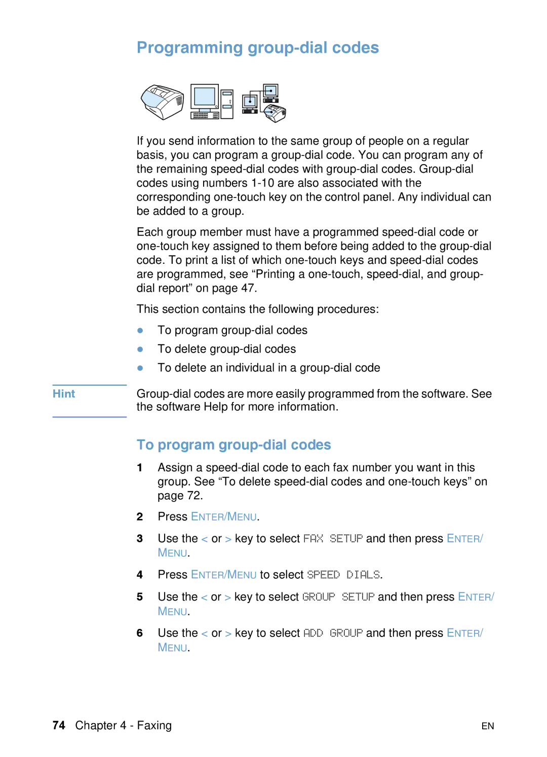 HP 3200 manual Programming group-dial codes, To program group-dial codes 