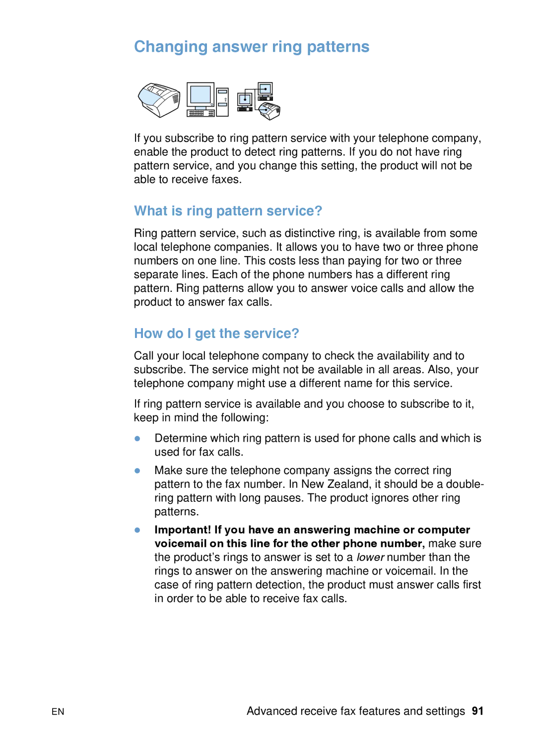 HP 3200 manual Changing answer ring patterns, What is ring pattern service?, How do I get the service? 