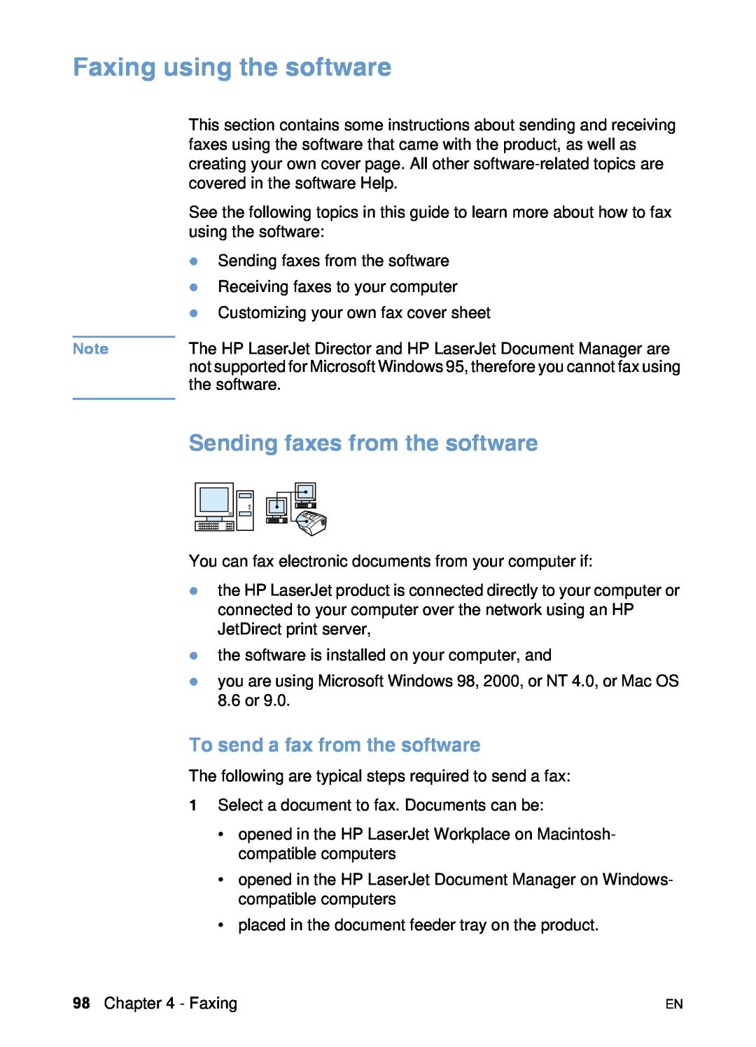 HP 3200 manual Faxing using the software, Sending faxes from the software, To send a fax from the software 