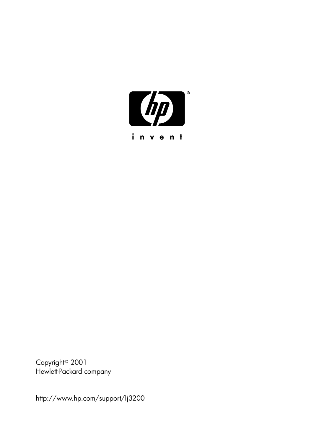 HP 3200 manual Copyright 2001 Hewlett-Packard company 