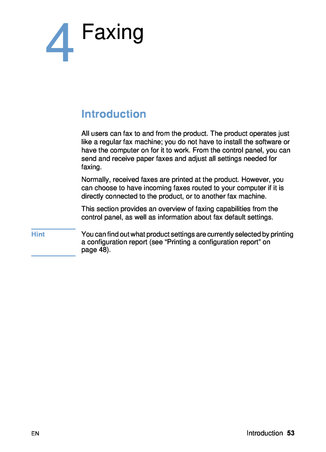 HP 3200 manual Faxing, Introduction, Hint 