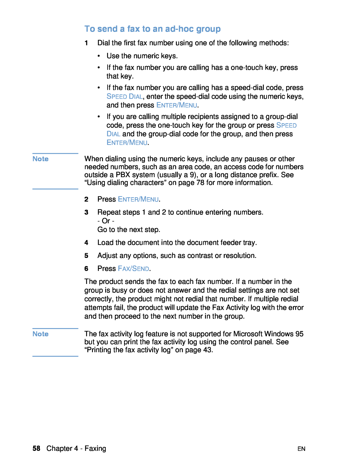 HP 3200 manual To send a fax to an ad-hoc group 