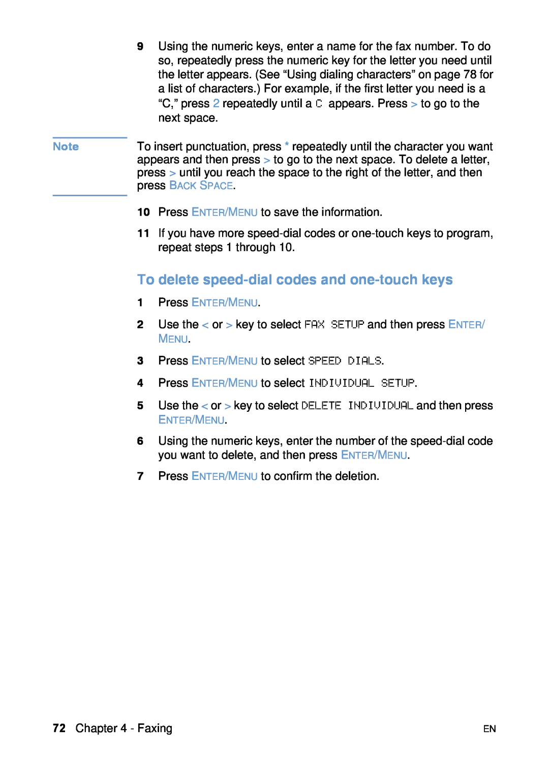 HP 3200 manual To delete speed-dial codes and one-touch keys 