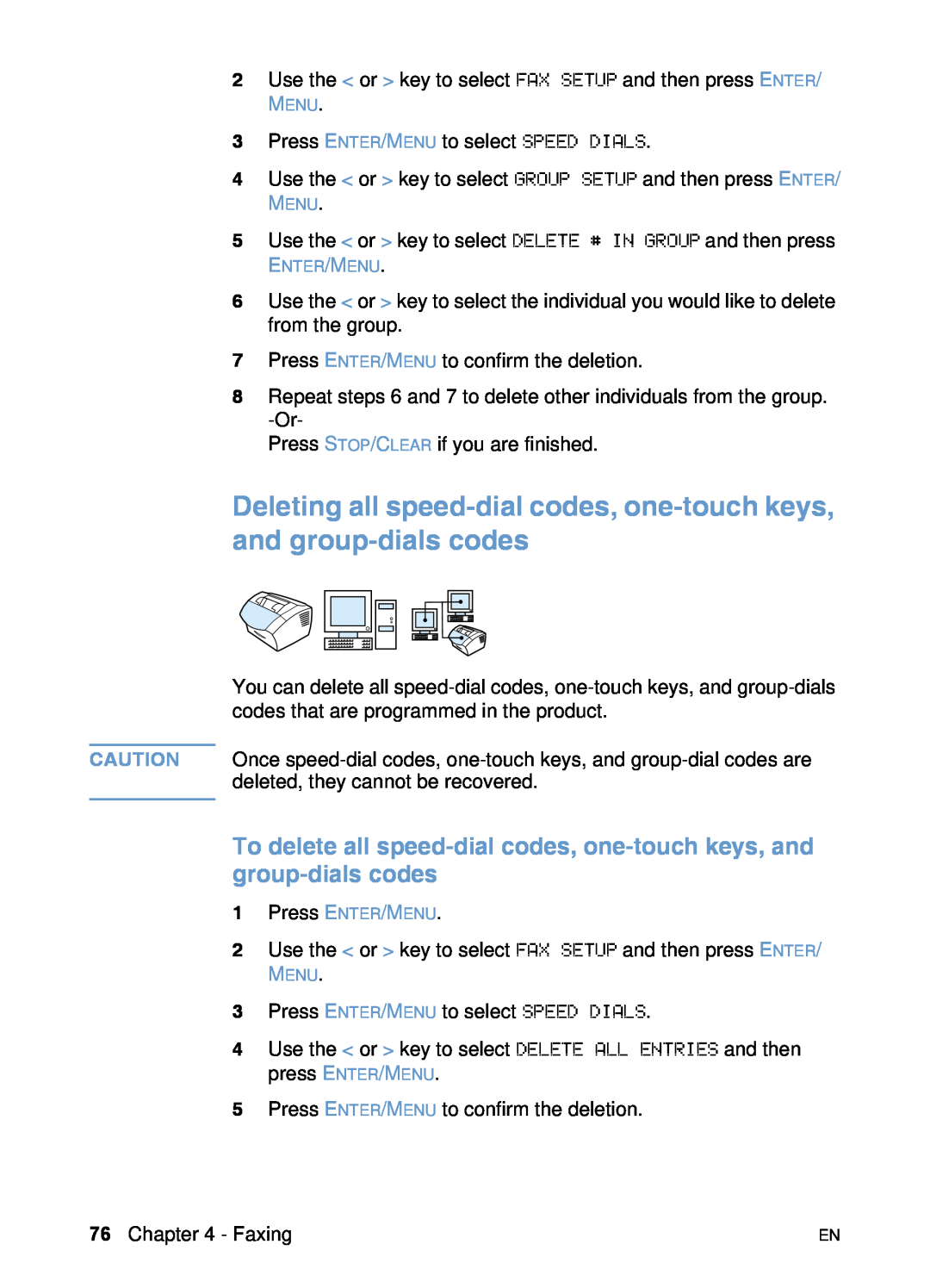 HP 3200 manual Deleting all speed-dial codes, one-touch keys, and group-dials codes 