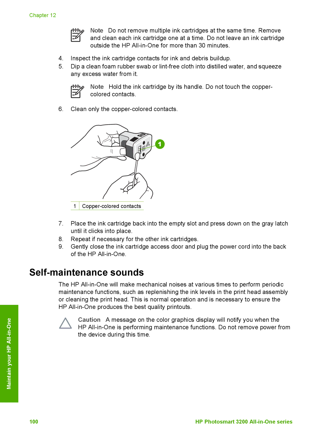 HP 3210v manual Self-maintenance sounds 