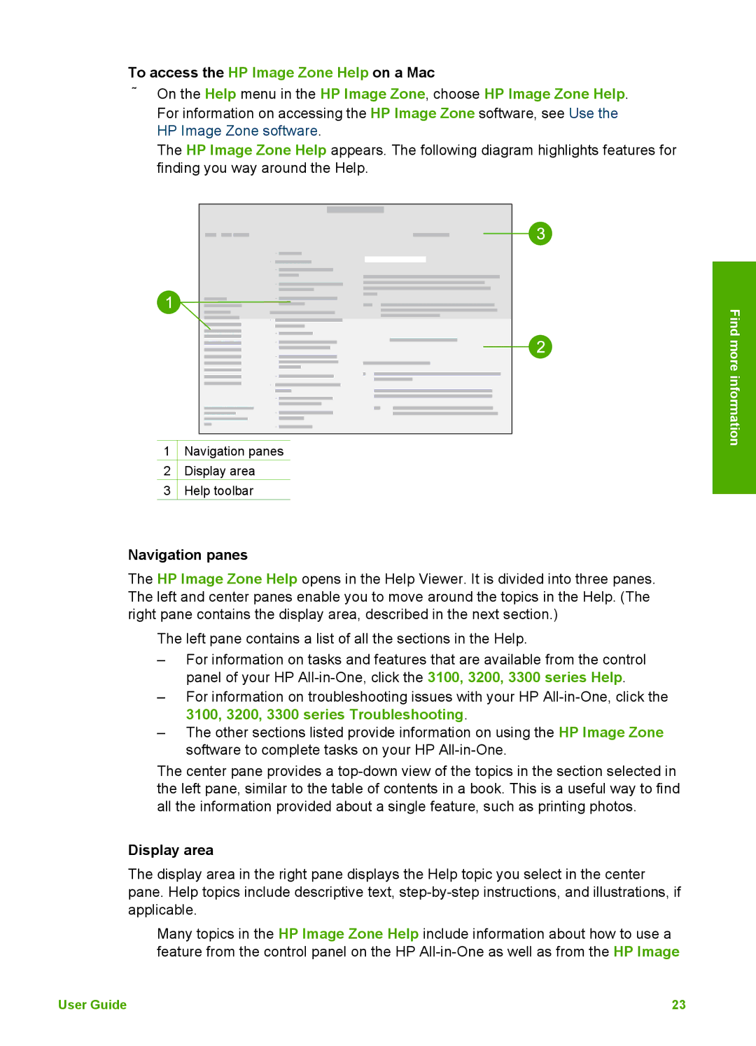 HP 3210v manual To access the HP Image Zone Help on a Mac, Navigation panes 