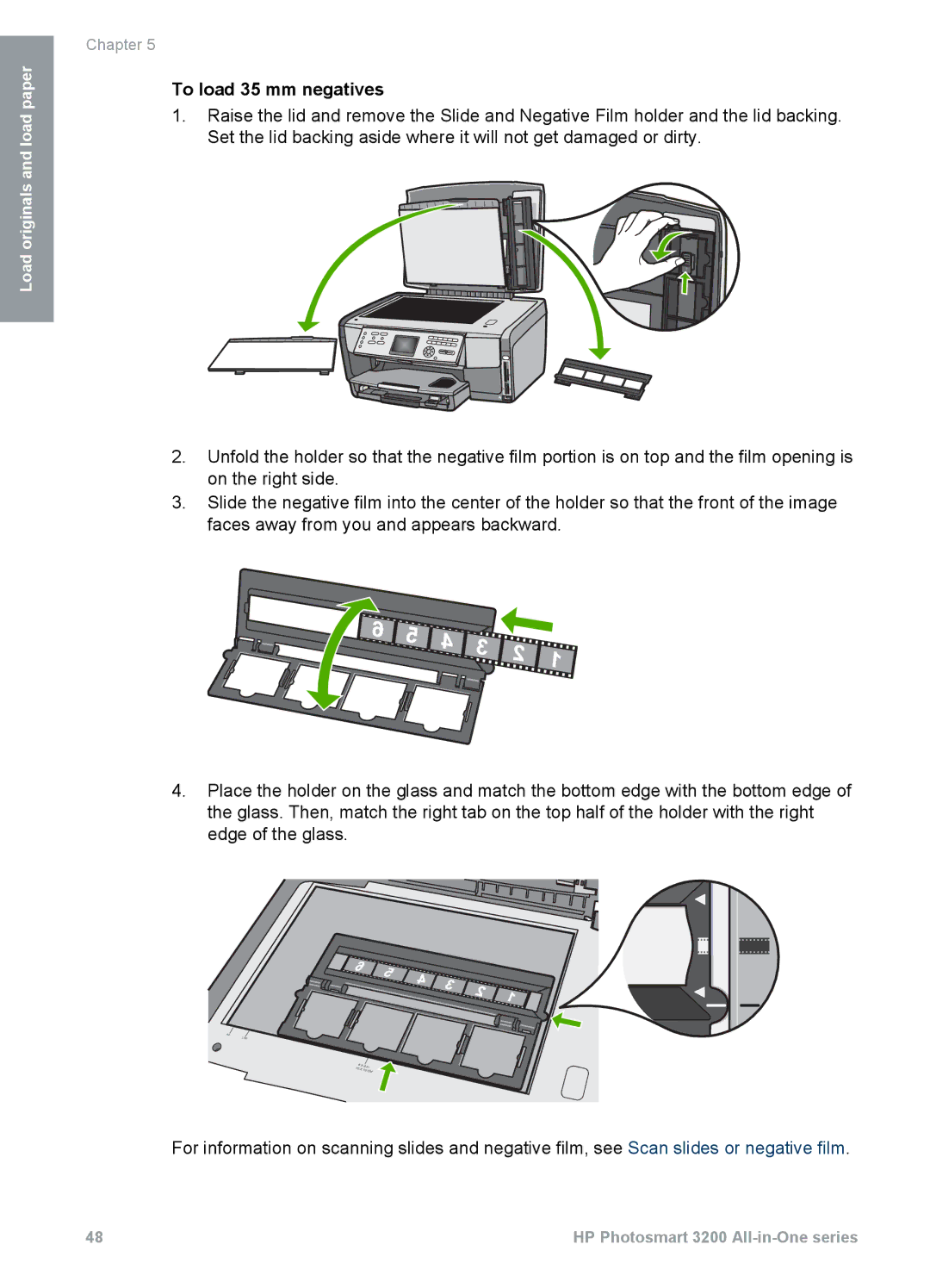 HP 3210v manual To load 35 mm negatives 