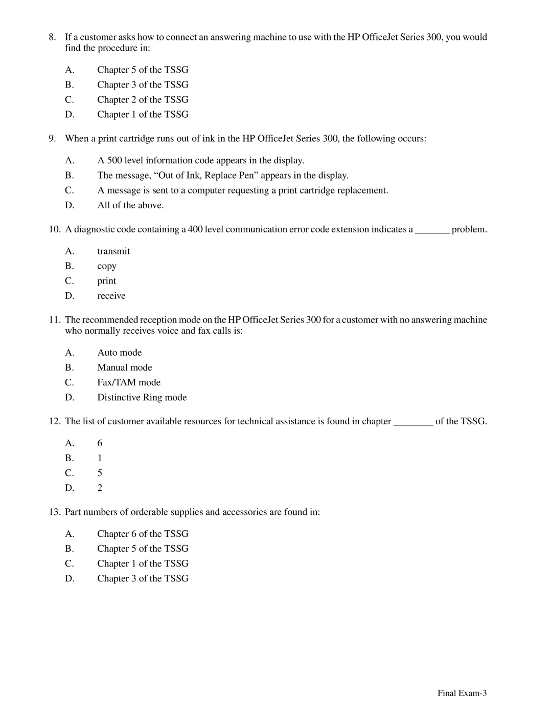 HP 350, 330 manual Final Exam-3 